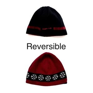 Vtg Dakine Reversible Fair Isle Beanie Cap Ski Hat Toque Knit Red Black Winter